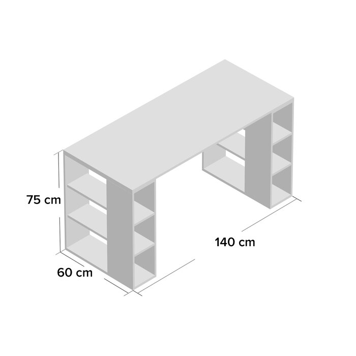 مكتب عصرى مع رفوف جانبية  - ابيض  و احمر - MK_103